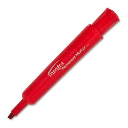 Integra Integra Permanent Marker, Chisel, Red Ink, Dozen 33328